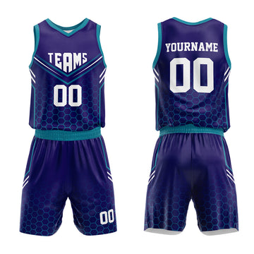 Custom Basketball Jersey Uniform Suit Printed Your Logo Name Number Purple-Teal