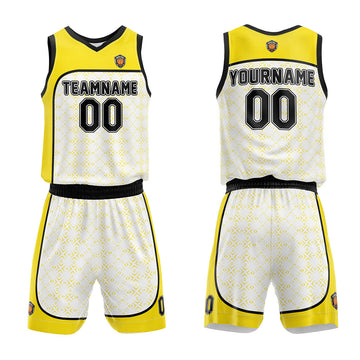 Custom Basketball Jersey Uniform Suit Printed Your Logo Name Number Yellow