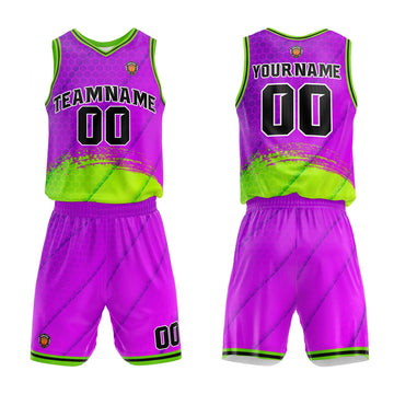 Custom Purple Green Basketball Jersey Uniform Suit Printed Your Logo Name Number