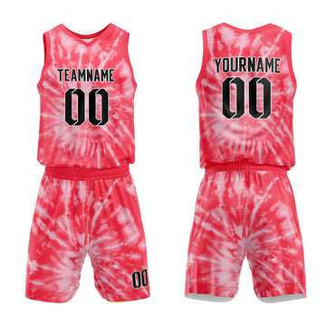 Custom Basketball Jersey Uniform Suit Printed Your Logo Name Number tie-dyed-Red