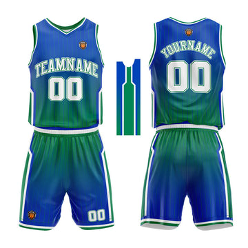 Custom Basketball Jersey Uniform Suit Printed Your Logo Name Number Royal-Green