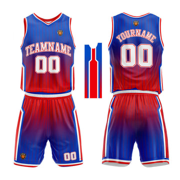 Custom Basketball Jersey Uniform Suit Printed Your Logo Name Number Royal-Red