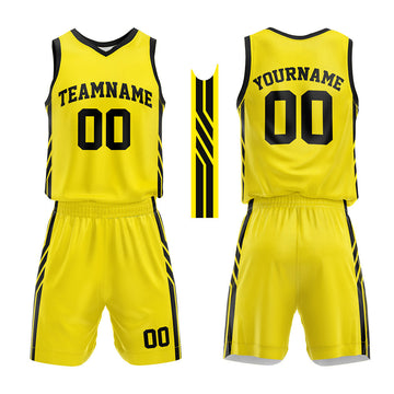 Custom Basketball Jersey Uniform Suit Printed Your Logo Name Number Yellow-Black