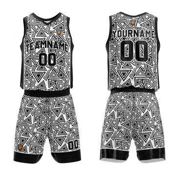 Custom Basketball Jersey Uniform Suit Printed Your Logo Name Number White-Black