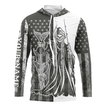American Flag Fish reaper Custom UV Long Sleeve Fishing Fish Reaper performance fishing