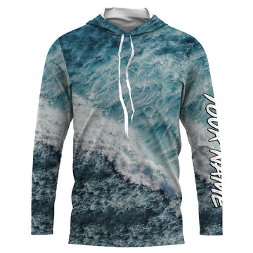 Custom Saltwater Fishing UV Protection Long sleeves, Sea Wave Camo Fishing TTN129
