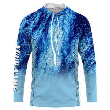 Performance Fishing Long Sleeve Sun Protection Blue Sea Camo TTN79