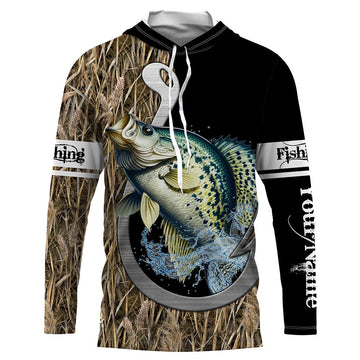 Crappie Fishing Fish Hook Camo UV Customize Name Long Sleeve TTN41