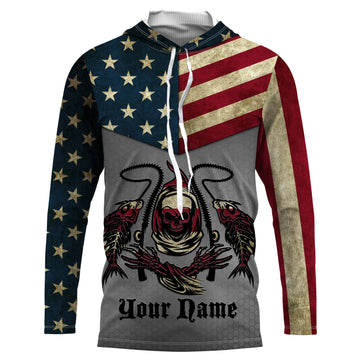 American Flag Fish reaper Custom Long sleeve UV, US flag personalized Patriotic Fishing gifts TTN11