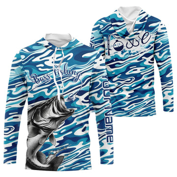 Bass Fishing Love Water Camouflage Customize And Women Personalized Fishing Gift | Blue YYD0049
