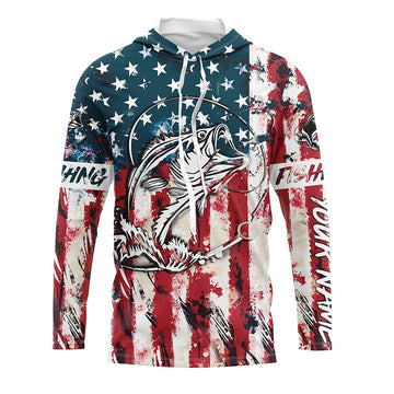 Beautiful America flag bass fishing tattoo UV protection personalized