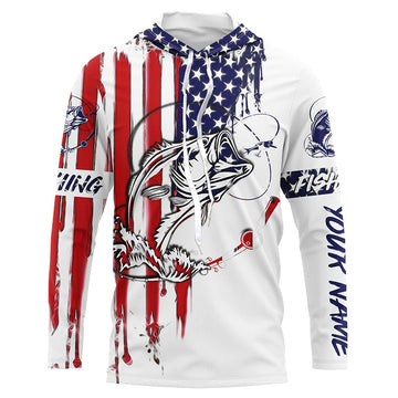 Bass fishing with America flag fishing gift for fisherman A10
