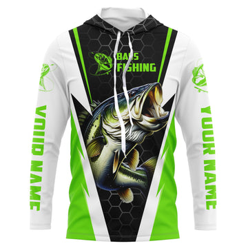 Custom Largemouth Bass Fishing, Bass Tournament Long Sleeve Fishing | Green