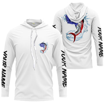 Mahi Mahi Fishing American Flag Custom Long sleeve performance Fishing, Patriotic Fishing apparel