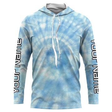 Custom blue spiral tie dye Long sleeve performance Fishing, Fishing gifts for Fisherman