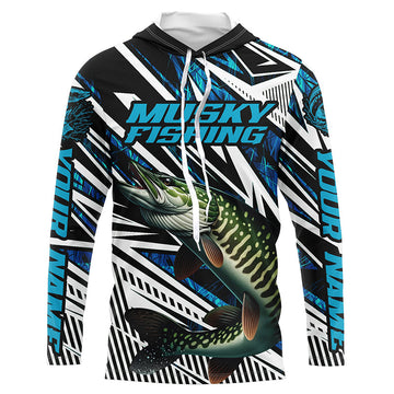 Musky Fishing Custom Long Sleeve Tournament, Blue Grass Camo Musky Fishing