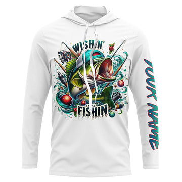 Wishin' I Was Fishin' Custom Funny Bass Christmas Fishing Bass Christmas Fishing Gifts
