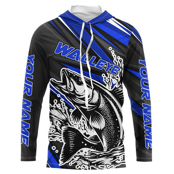 Personalized Walleye Fishing, Walleye Fishing Long Sleeve Tournament Fishing | Blue
