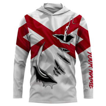 Alabama Flag 3D Fish Hook UV Protection custom Long Sleeve performance Fishing IPHW484