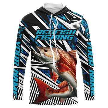 Custom Redfish Puppy Drum Long Sleeve Tournament Fishing, Redfish Fishing | Blue Camo