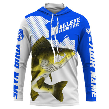 Angry Walleye Custom Long sleeve performance Fishing, Walleye hunter Fishing | blue