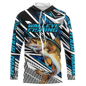 Custom Walleye Fishing Camo Long Sleeve Tournament Fishing, Walleye Fishing | Blue