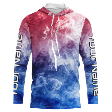 Red, White And Blue Smoke Long Sleeve Performance Fishing, Patriotic Fishing