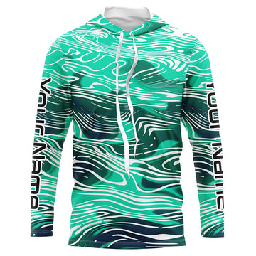 Green Water Camo Custom Long Sleeve Tournament Fishing, Uv Protection Fishing