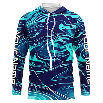 Custom Saltwater Long Sleeve Fishing Uv Protection, Sea Wave Camo Fishing