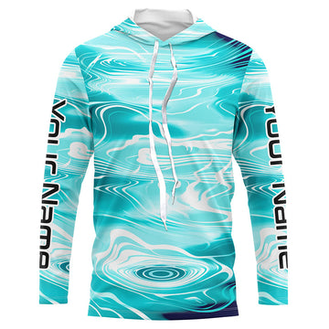 Blue Water Camo Custom Long Sleeve Performance Fishing, Sun Protection Fishing