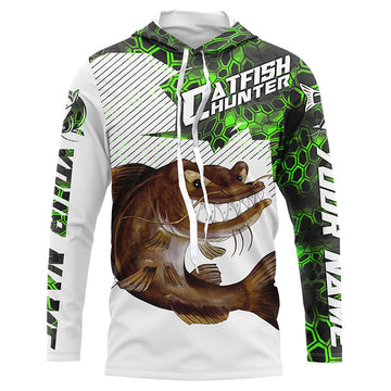 Angry Catfish Custom Long Sleeve Fishing, Catfish Hunter Fishing | Blue Camo