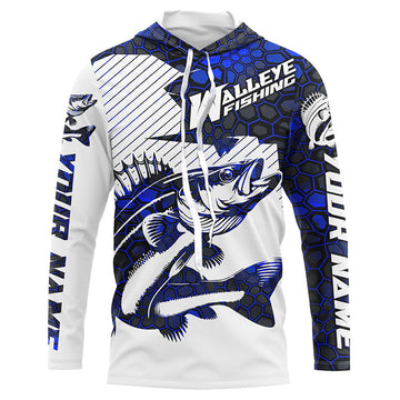 Custom Walleye Fishing, Walleye Fishing Long Sleeve Fishing Tournament | Blue Camo