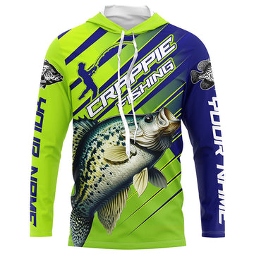 Crappie Fishing Custom Long Sleeve Tournament, Green And Blue Crappie Fishing