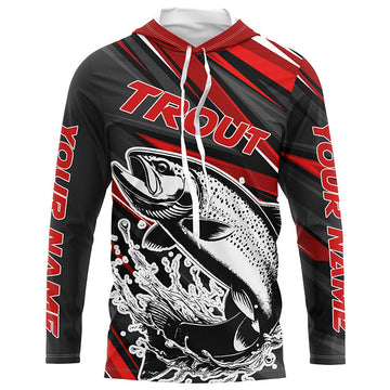 Black And Red Trout Fishing, Custom Trout Long Sleeve Performance Fishing