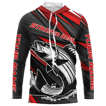 Black And Red Striped Bass Fishing, Custom Striper Long Sleeve Performance Fishing