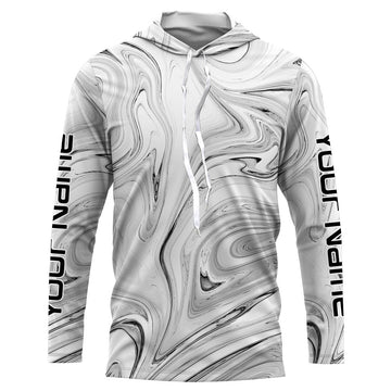 Black and white wave camo Custom Long sleeve performance Fishing, women and kids