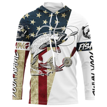 Vintage American Flag Custom Trout Fly Fishing, Patriotic Trout Fishing
