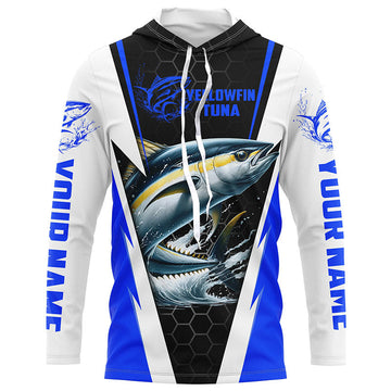 Custom Yellowfin Tuna Fishing, Tuna Long Sleeve Performance Fishing League | Blue