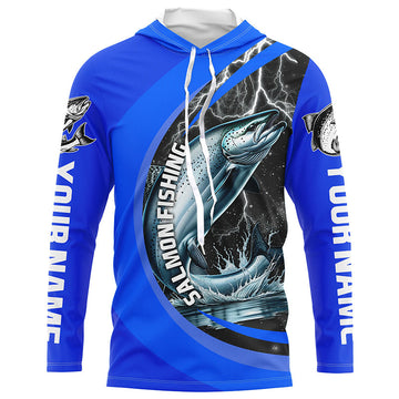 Custom Chinook Salmon Fishing, King Salmon Fishing Long Sleeve Performance |Royal Blue