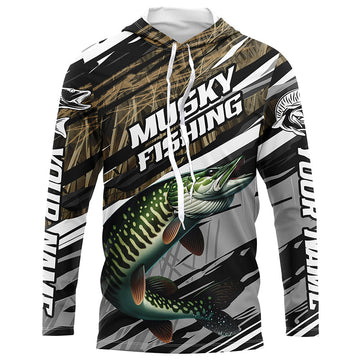 Musky Fishing Grass Camo Custom Long Sleeve, Muskie Uv Protection Tournament Fishing