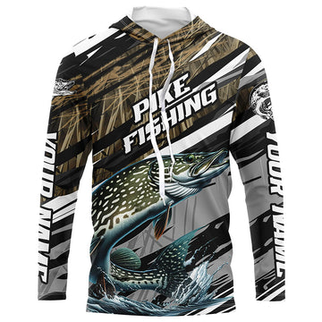 Pike Fishing Grass Camo Custom Long Sleeve, Pike Uv Protection Tournament Fishing