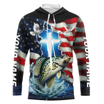 Custom Faith Crappie Patriotic Fishing T-Shirts, US Fishing