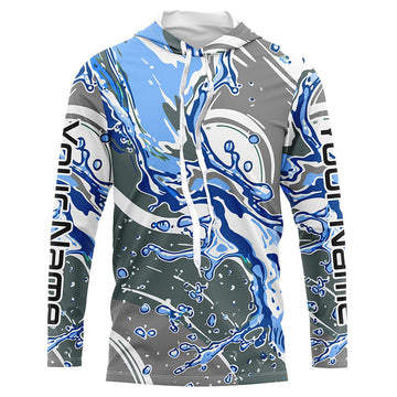 Water Splashing Camo Uv Protection Long Sleeve Fishing, Custom Performance Fishing
