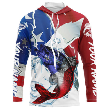 Walleye Fishing American Flag Custom Performance Long Sleeve Fishing, Patriotic Fishing Gifts