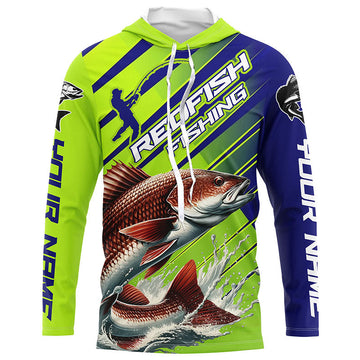 Personalized Redfish Fishing Tournament, Long Sleeve Performance In Blue and Green