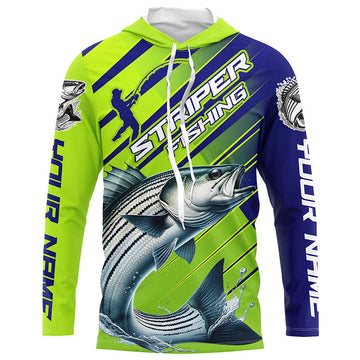 Personalized Striped Bass Fishing Tournament, Performance Long Sleeve In Blue and Green