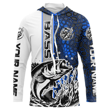 Largemouth Bass Fishing Custom Long Sleeve Tournament, Bass Fishing | Water Blue Camo