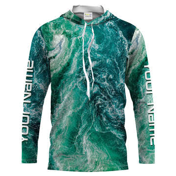 Custom Saltwater Long sleeve Fishing UV Protection, Sea wave camo Fishing