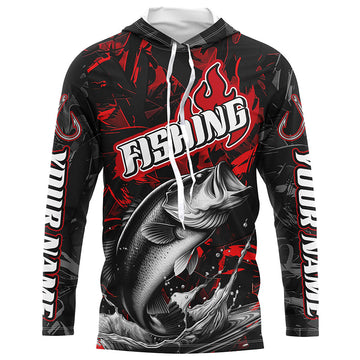 Largemouth Bass Fishing Custom Long Sleeve, Bass Tournament Fishing | Red Camo
