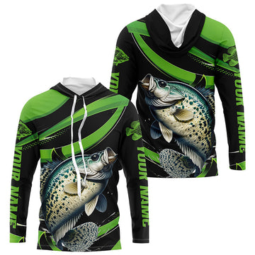 Black And Green Custom Crappie Fishing, Crappie Long Sleeve Tournament Fishing